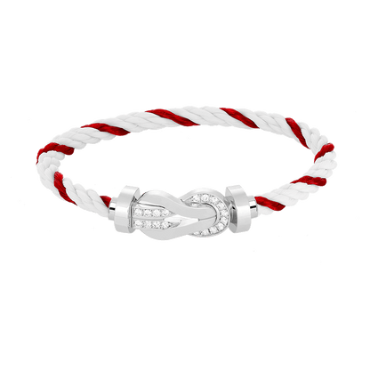 [Luxe Jewelry]CHANCE LARGE 8 FIGURE BUCKLE HALF DIAMOND BRACELET SILVER