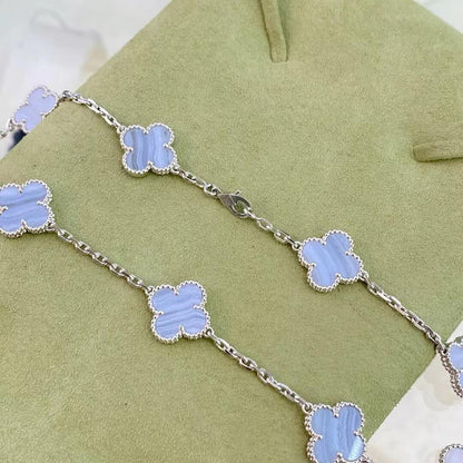 [Luxe Jewelry]CLOVER 10 MOTIFS PURPLE CHALCEDONY NECKLACE