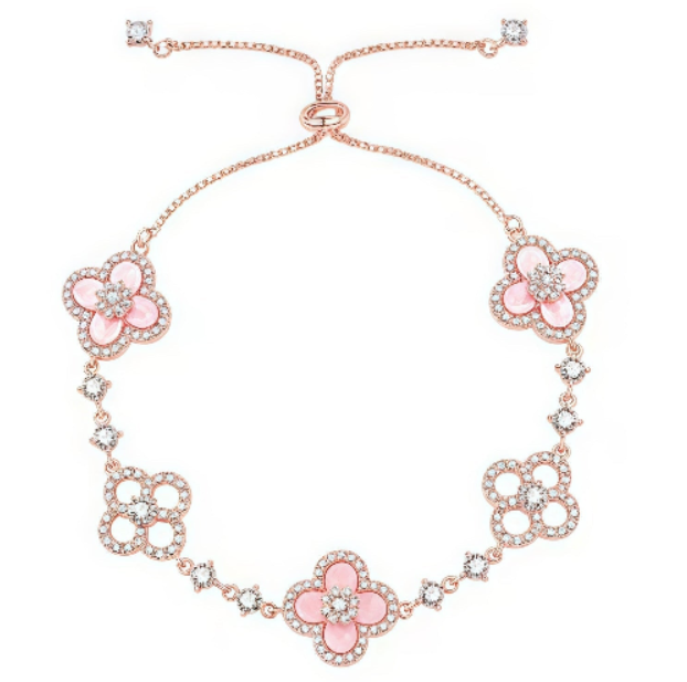 [Bijoux de luxe] Bracelet à 5 motifs en trèfle rose, bleu, rouge et blanc