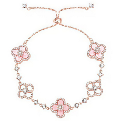 [Bijoux de luxe] Bracelet à 5 motifs en trèfle rose, bleu, rouge et blanc
