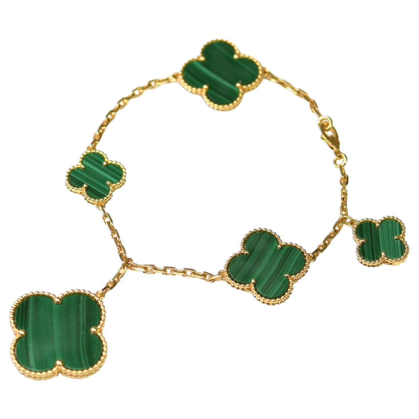 [Luxe Jewelry]MAGIC CLOVER MALACHITE GOLD BRACELET 5 MOTIFS