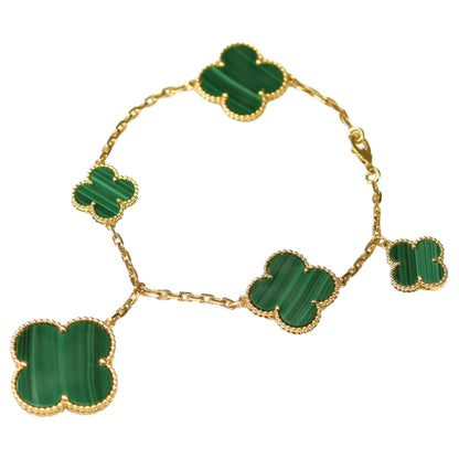 [Luxe Jewelry]MAGIC CLOVER MALACHITE GOLD BRACELET 5 MOTIFS
