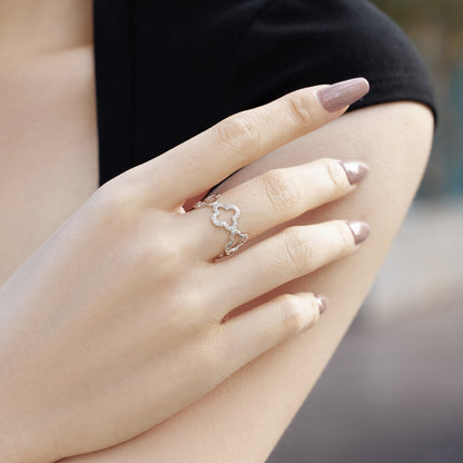 [Bijoux de luxe] Bague creuse en forme de trèfle à quatre feuilles