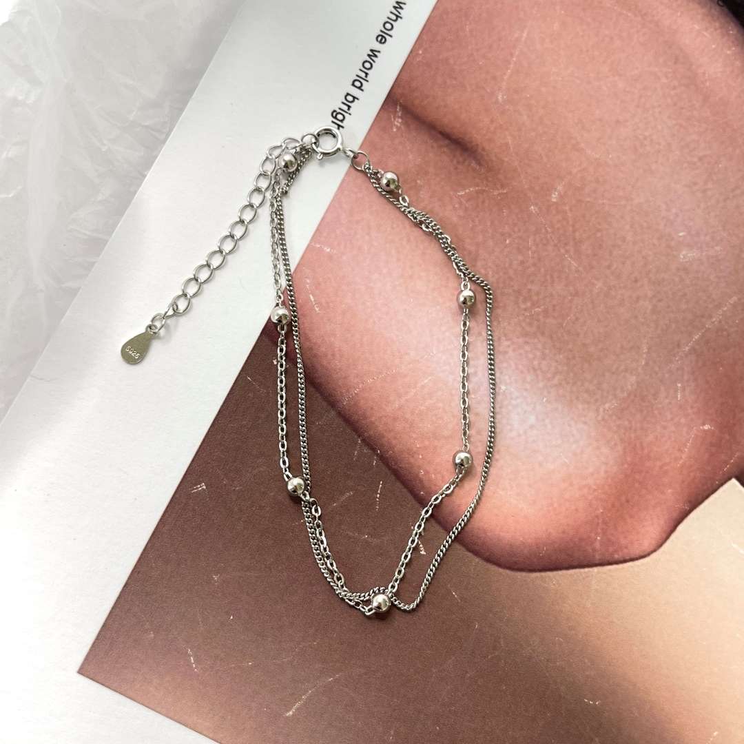 [Luxe Jewelry]Delicate Bead Double Layer Bracelet