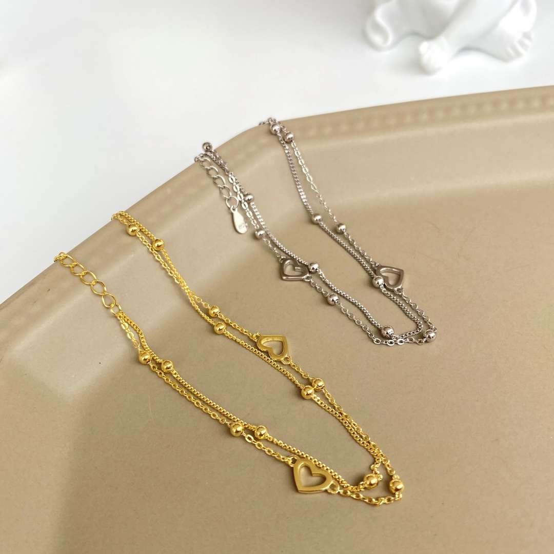 [Luxe Jewelry]Dainty Double Layer Love Heart Bracelet