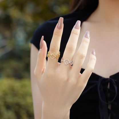 [Bijoux de luxe] Bague creuse en forme de trèfle à quatre feuilles