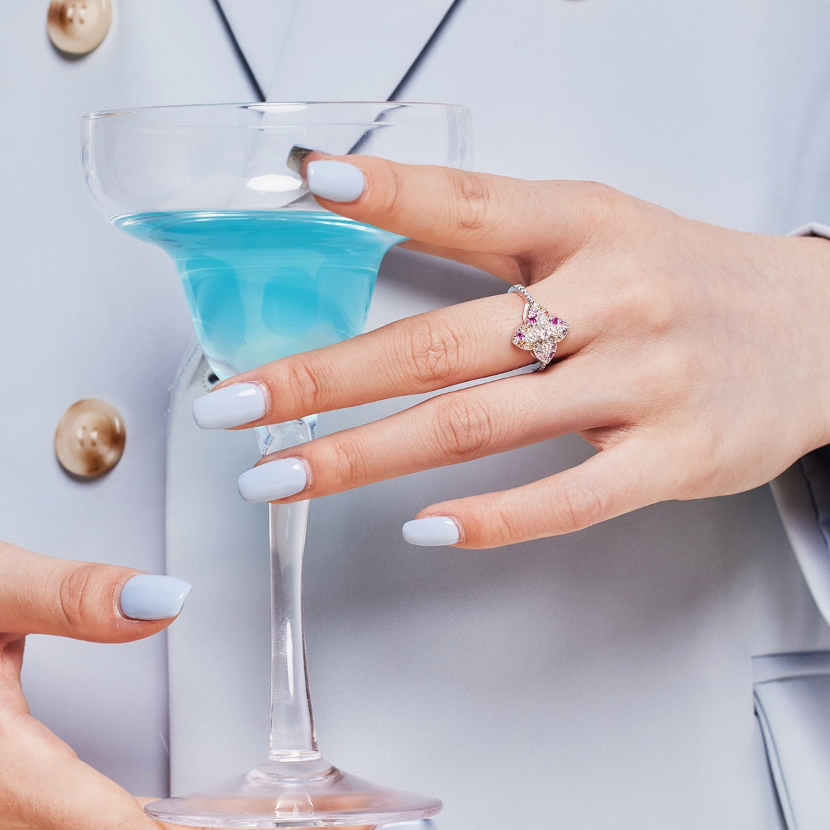 [Luxe Jewelry]Luxurious Colorful Flower Shape Banquet Ring