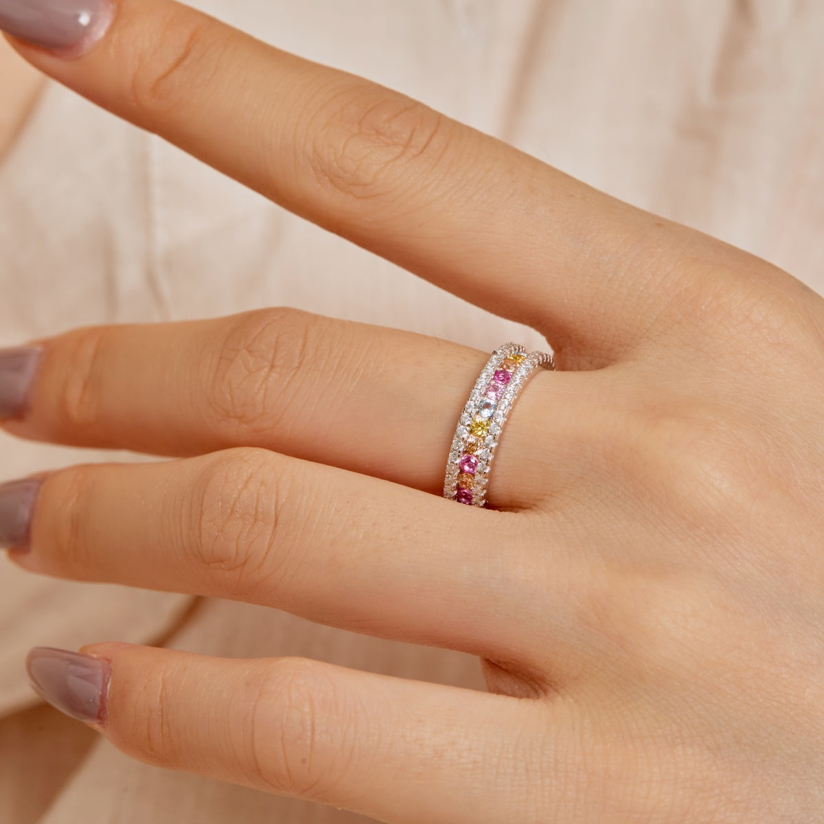 [Luxe Jewelry]Delicate Colorful Round Cut Daily Ring