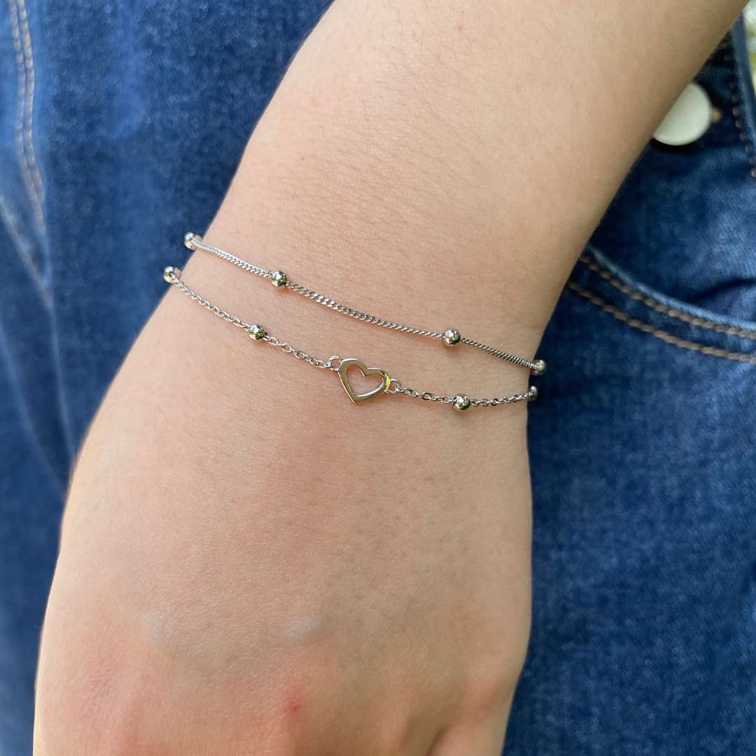 [Luxe Jewelry]Dainty Double Layer Love Heart Bracelet
