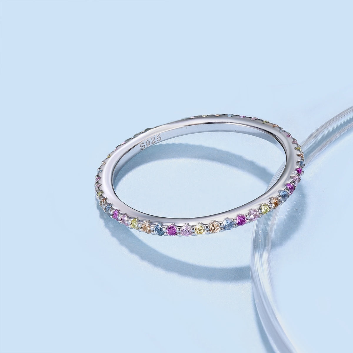 [Luxe Jewelry]Ornate Colorful Round Cut Tennis Ring