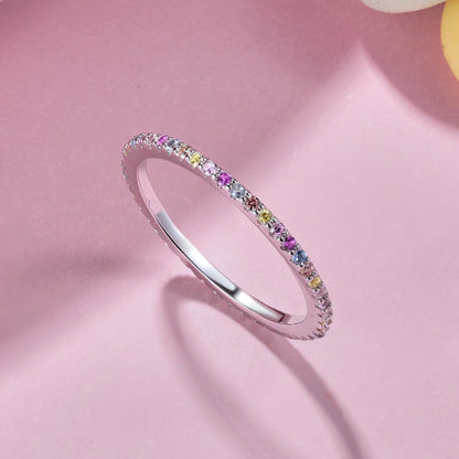 [Luxe Jewelry]Ornate Colorful Round Cut Tennis Ring