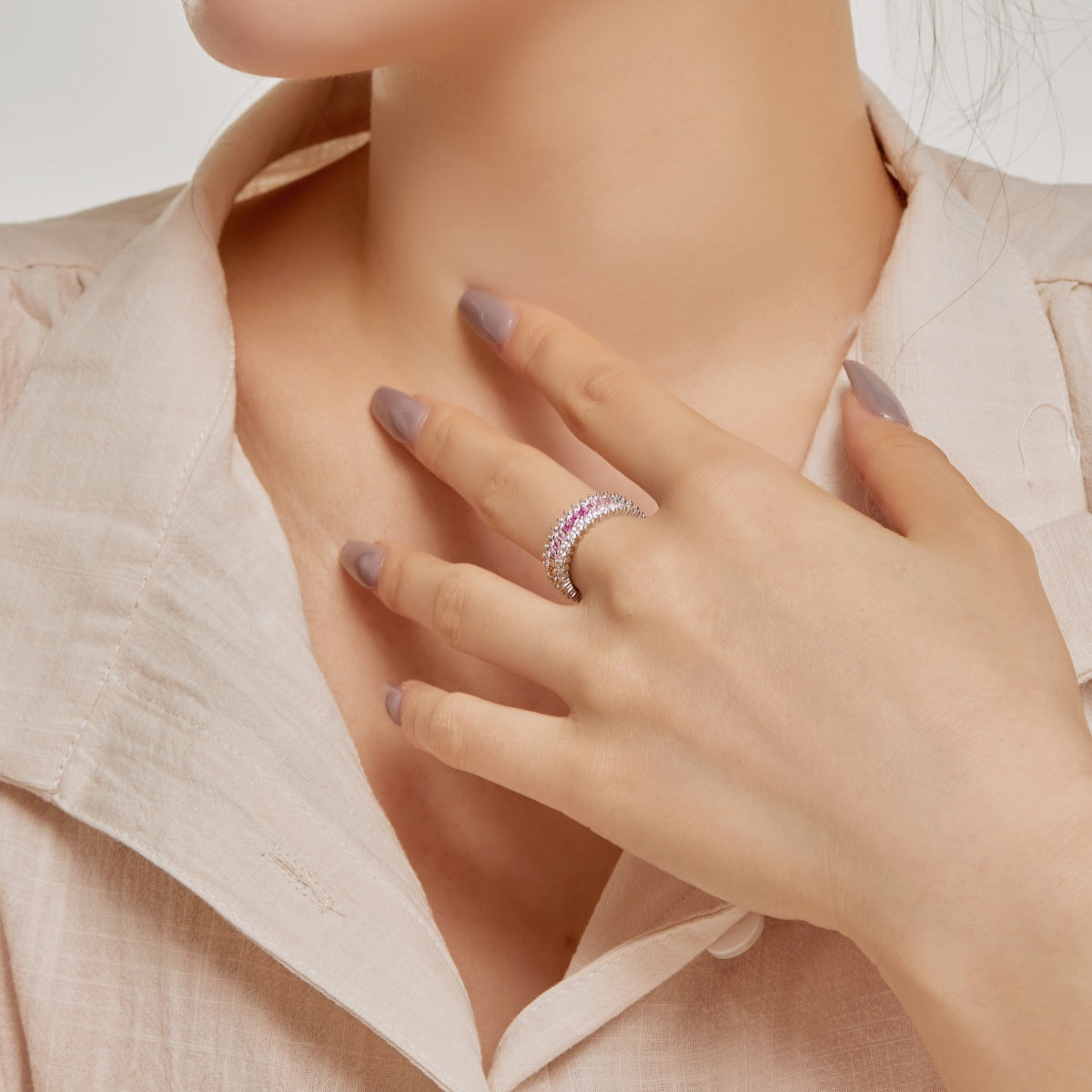 [Luxe Jewelry]Ornate Colorful Radiant Cut Daily Ring