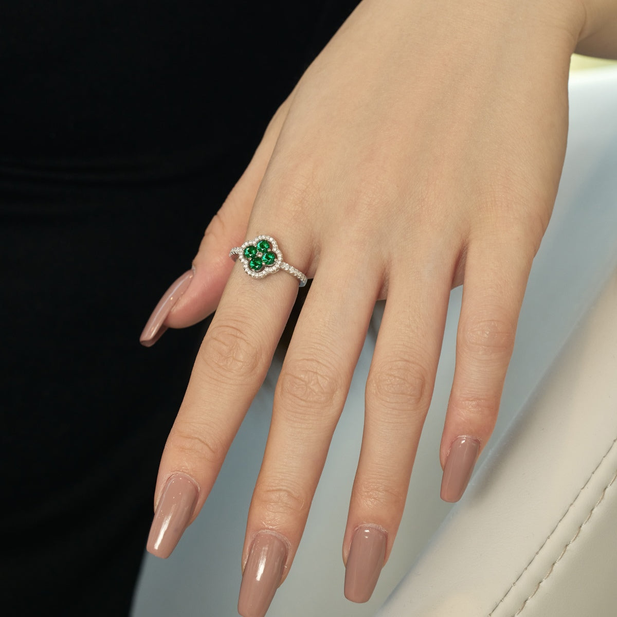 [Luxe Jewelry]Four Leaf Clover Flower Design Ring