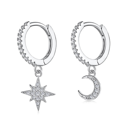 [Luxe Jewelry]Star and Moon Asymmetric Earrings