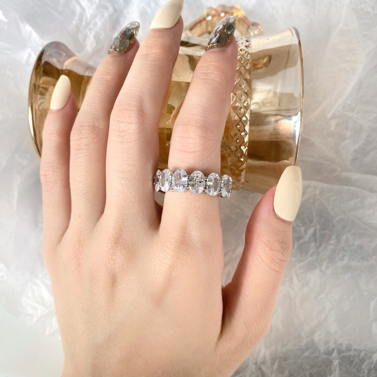 [Luxe Jewelry]Dainty Elongated Cushion Cut Tennis Ring