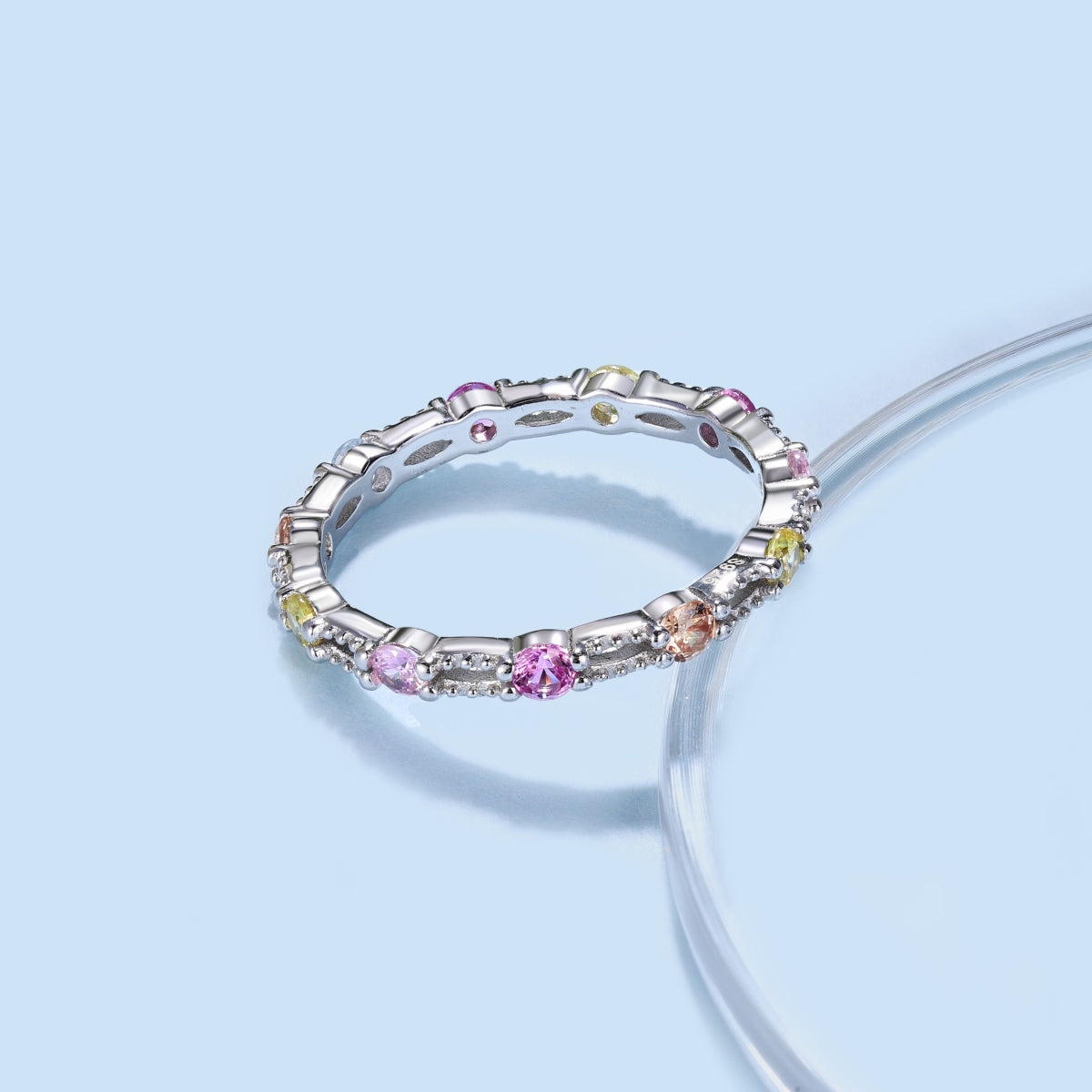 [Luxe Jewelry]Sparkling Colorful Round Cut Tennis Ring