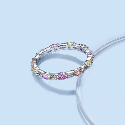 [Luxe Jewelry]Sparkling Colorful Round Cut Tennis Ring