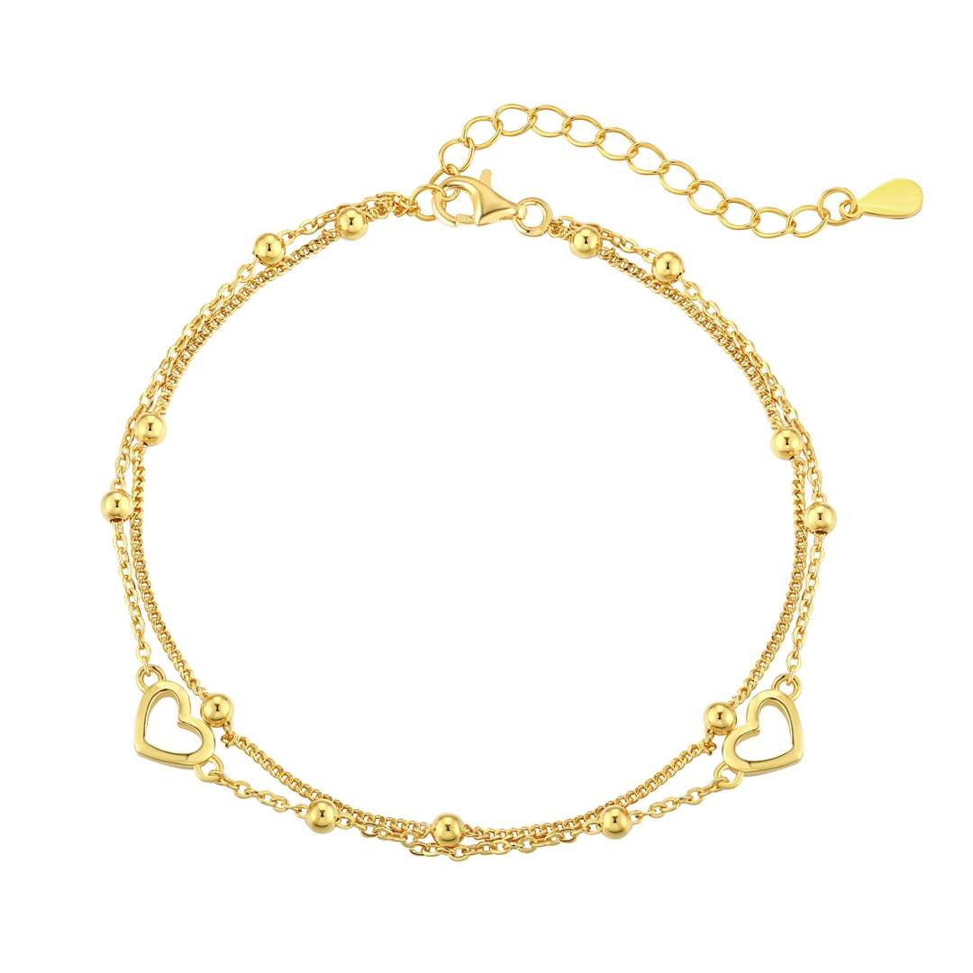 [Luxe Jewelry]Dainty Double Layer Love Heart Bracelet