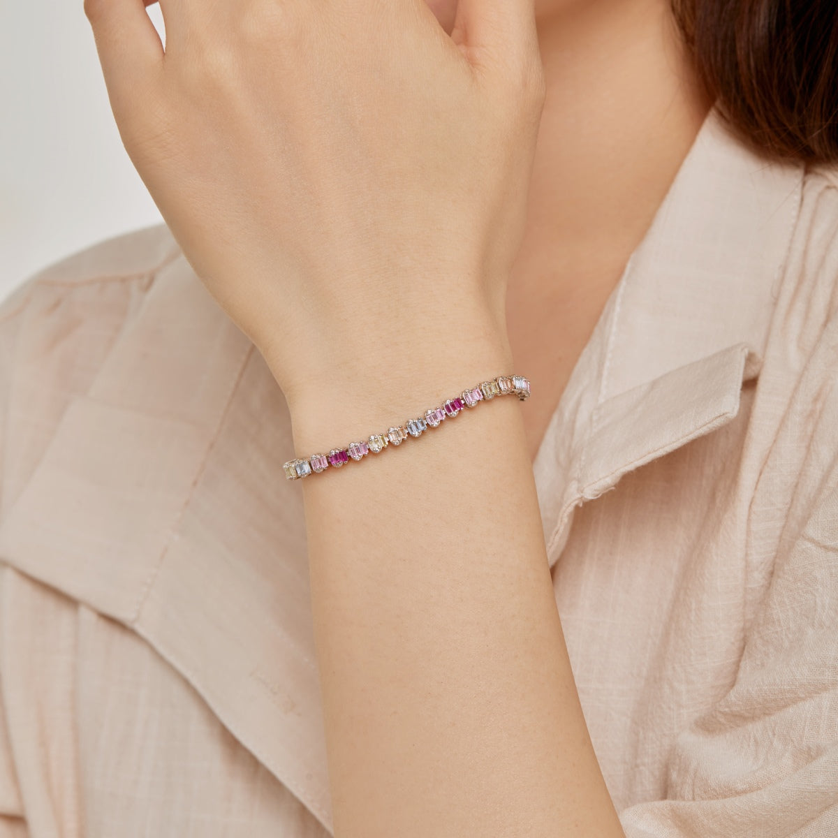 [Luxe Jewelry]Delicate Colorful Emerald Cut Party Bracelet