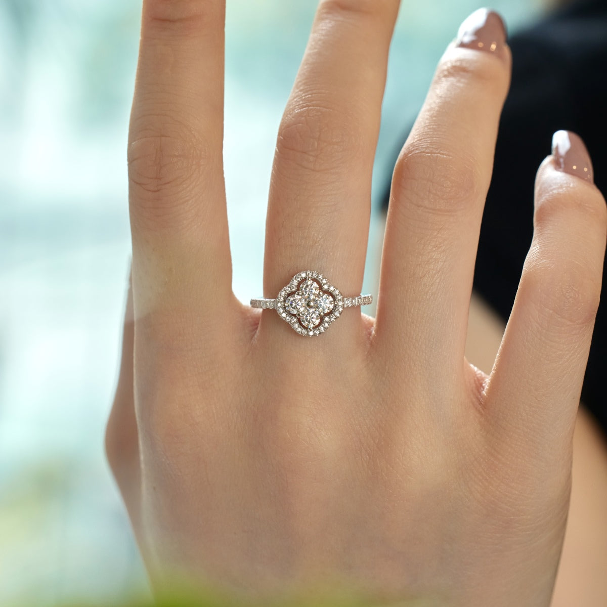 [Luxe Jewelry]Four Leaf Clover Flower Design Ring