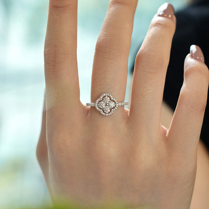 [Luxe Jewelry]Four Leaf Clover Flower Design Ring