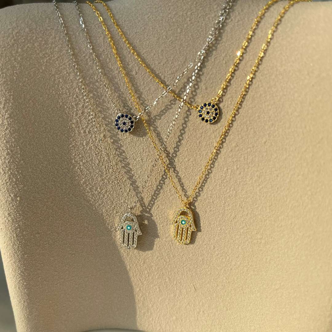 [Luxe Jewelry]Demon Eye Hamsa Palm Necklace