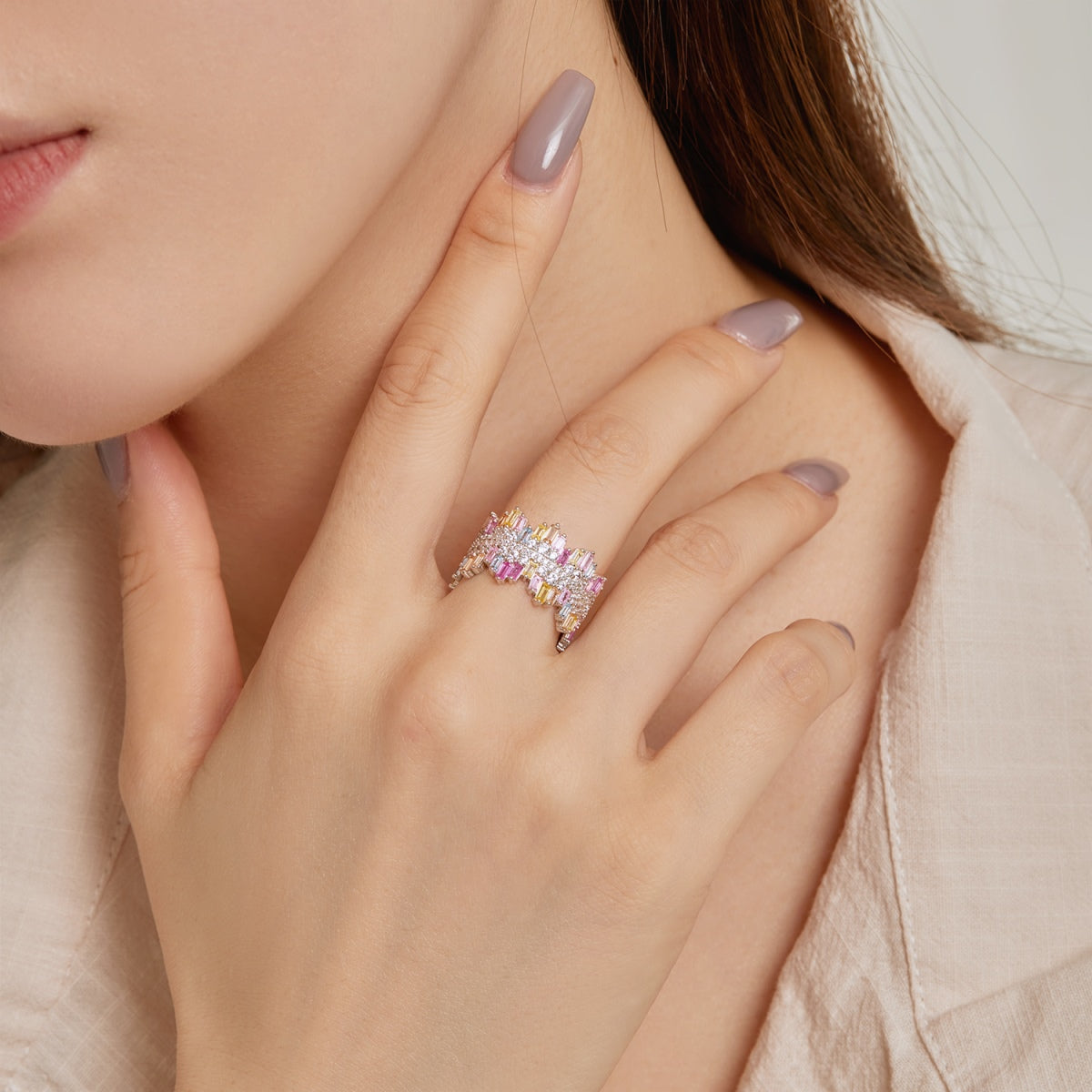 [Luxe Jewelry]Luxurious Colorful Radiant Cut Daily Ring