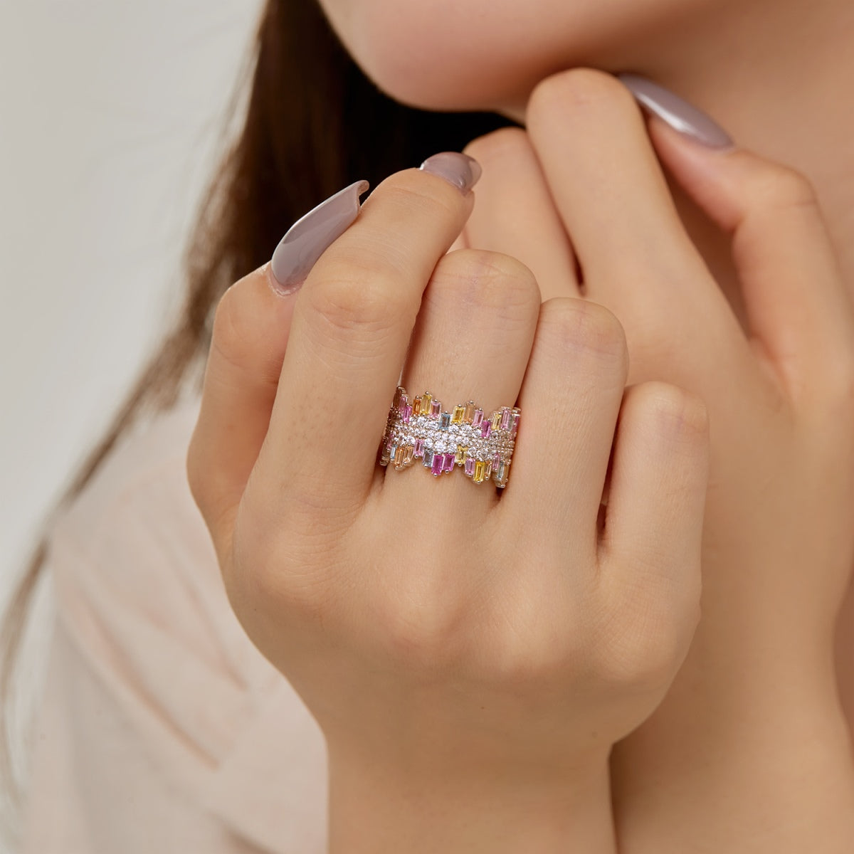 [Luxe Jewelry]Luxurious Colorful Radiant Cut Daily Ring