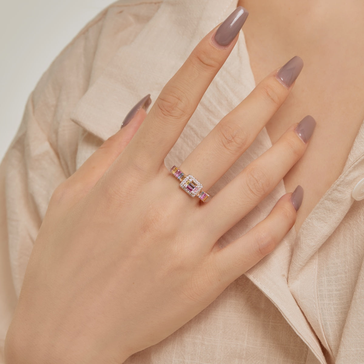 [Luxe Jewelry]Exquisite Colorful Radiant Cut Party Ring
