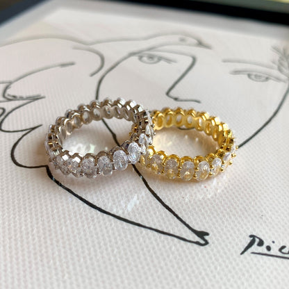 [Luxe Jewelry]Ornate Oval Cut Tennis Ring