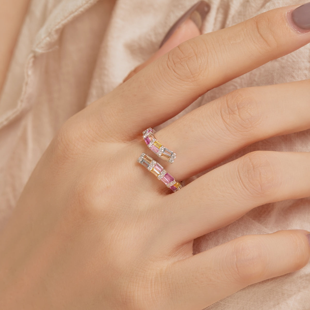 [Luxe Jewelry]Charming Colorful Radiant Cut Adjustable Daily Ring