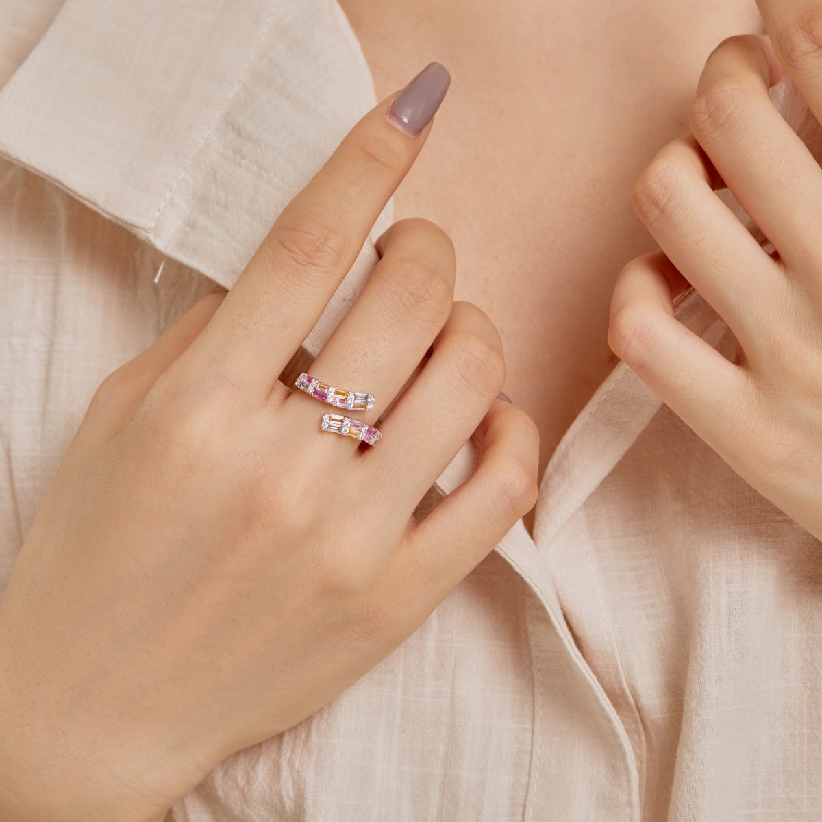 [Luxe Jewelry]Charming Colorful Radiant Cut Adjustable Daily Ring