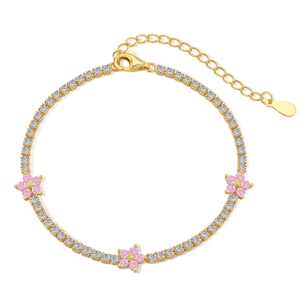 [Luxe Jewelry]Sparkling Flower Shape Tennis Bracelet