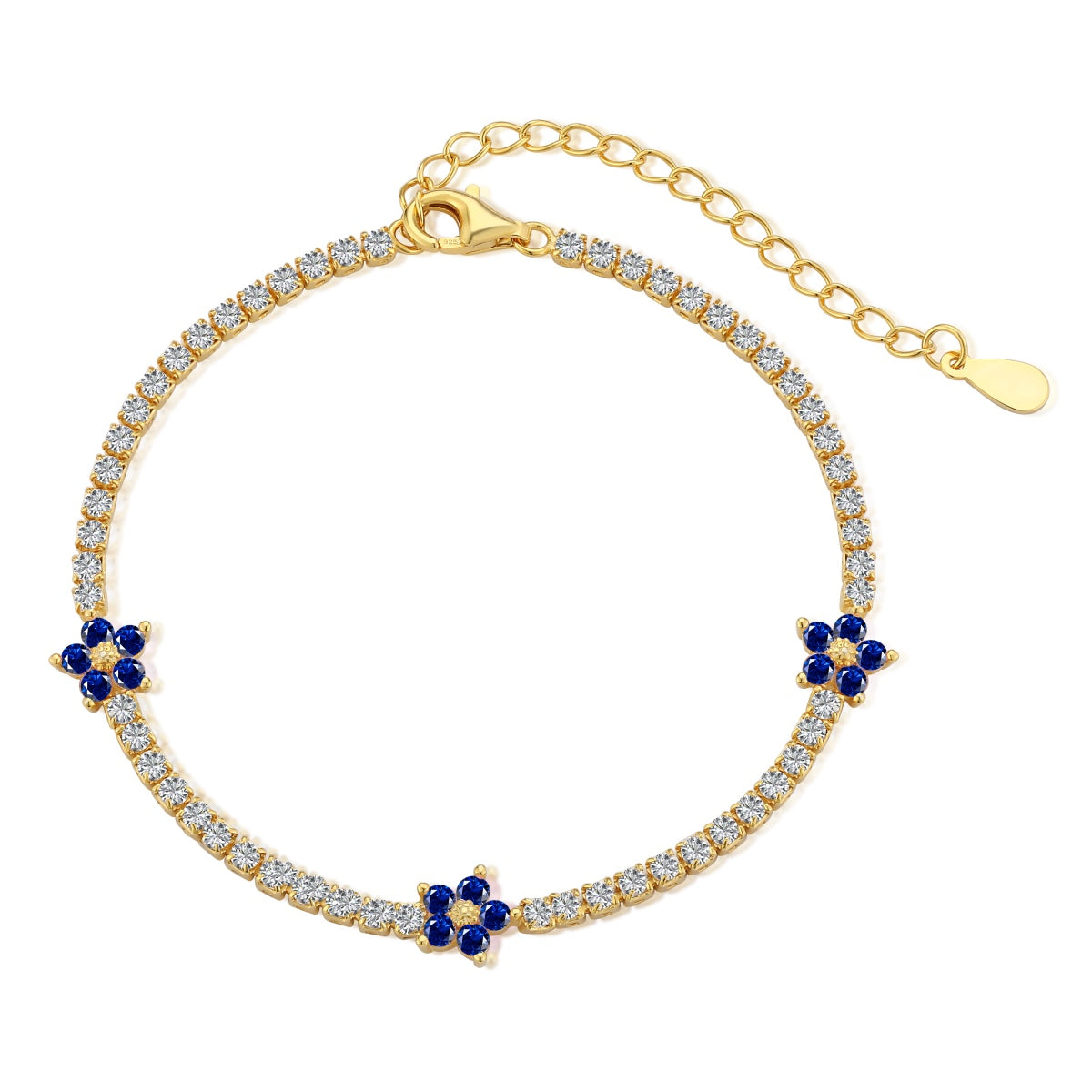 [Luxe Jewelry]Sparkling Flower Shape Tennis Bracelet