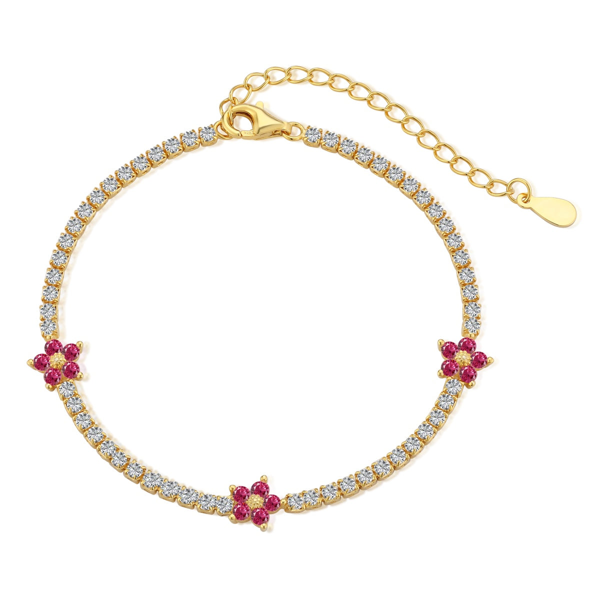 [Luxe Jewelry]Sparkling Flower Shape Tennis Bracelet