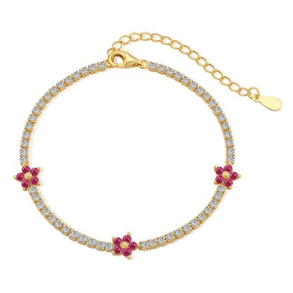 [Luxe Jewelry]Sparkling Flower Shape Tennis Bracelet