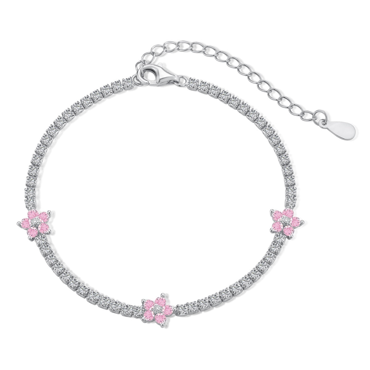 [Luxe Jewelry]Sparkling Flower Shape Tennis Bracelet