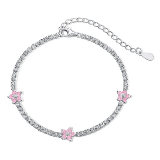 [Luxe Jewelry]Sparkling Flower Shape Tennis Bracelet
