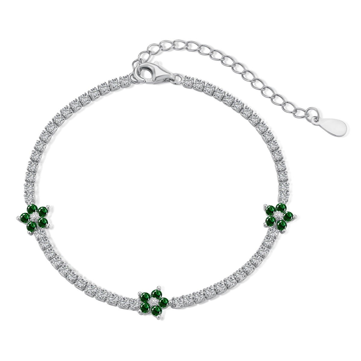 [Luxe Jewelry]Sparkling Flower Shape Tennis Bracelet