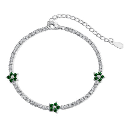 [Luxe Jewelry]Sparkling Flower Shape Tennis Bracelet