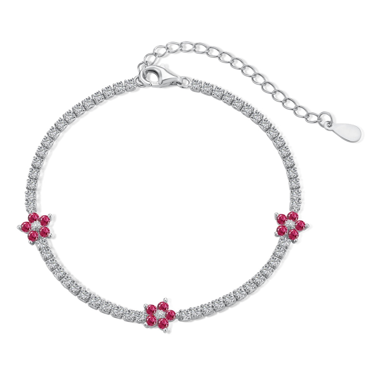 [Luxe Jewelry]Sparkling Flower Shape Tennis Bracelet