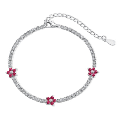 [Luxe Jewelry]Sparkling Flower Shape Tennis Bracelet