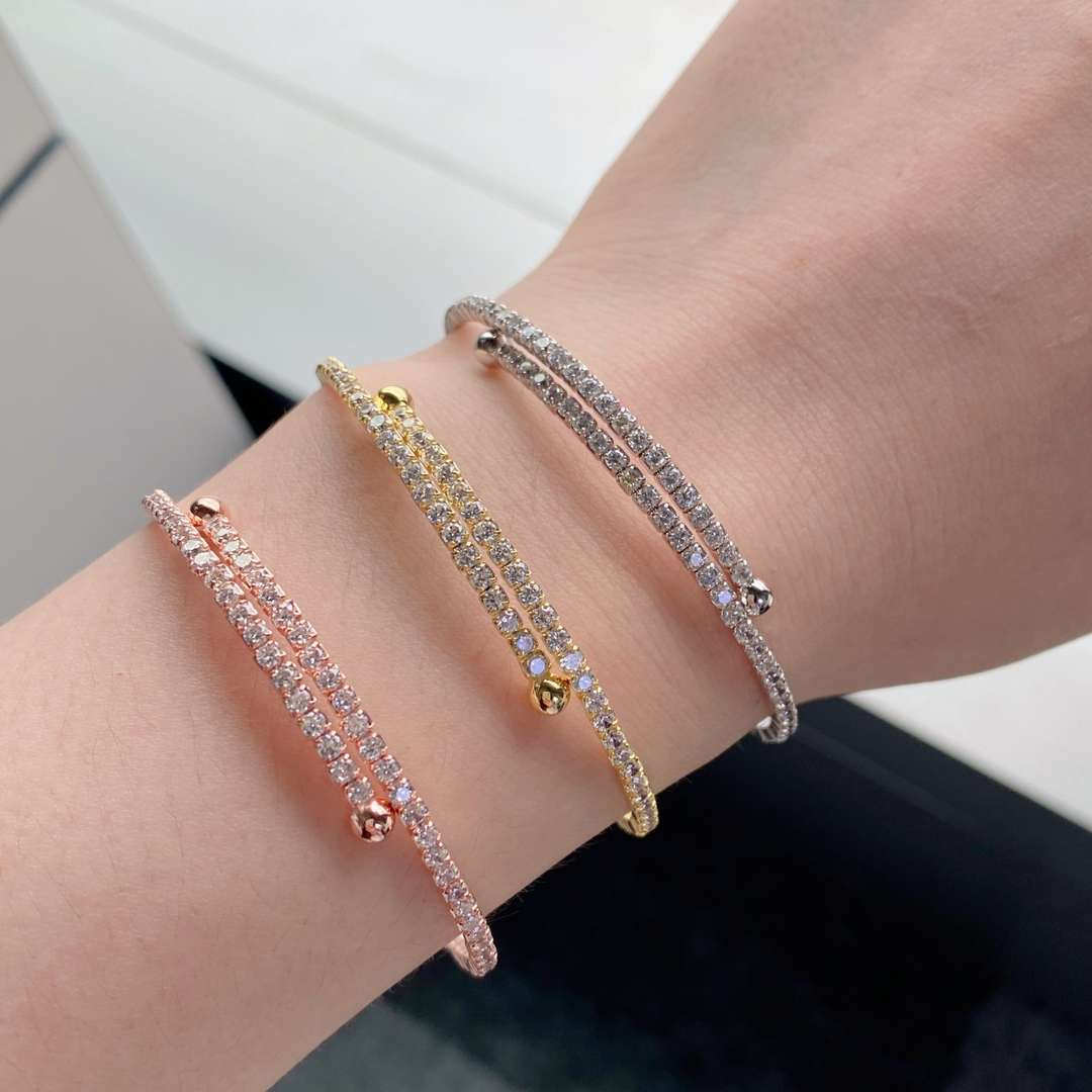 [Luxe Jewelry]Row of Diamonds Round Fashion Bracelet