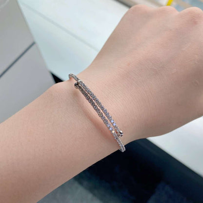 [Luxe Jewelry]Row of Diamonds Round Fashion Bracelet