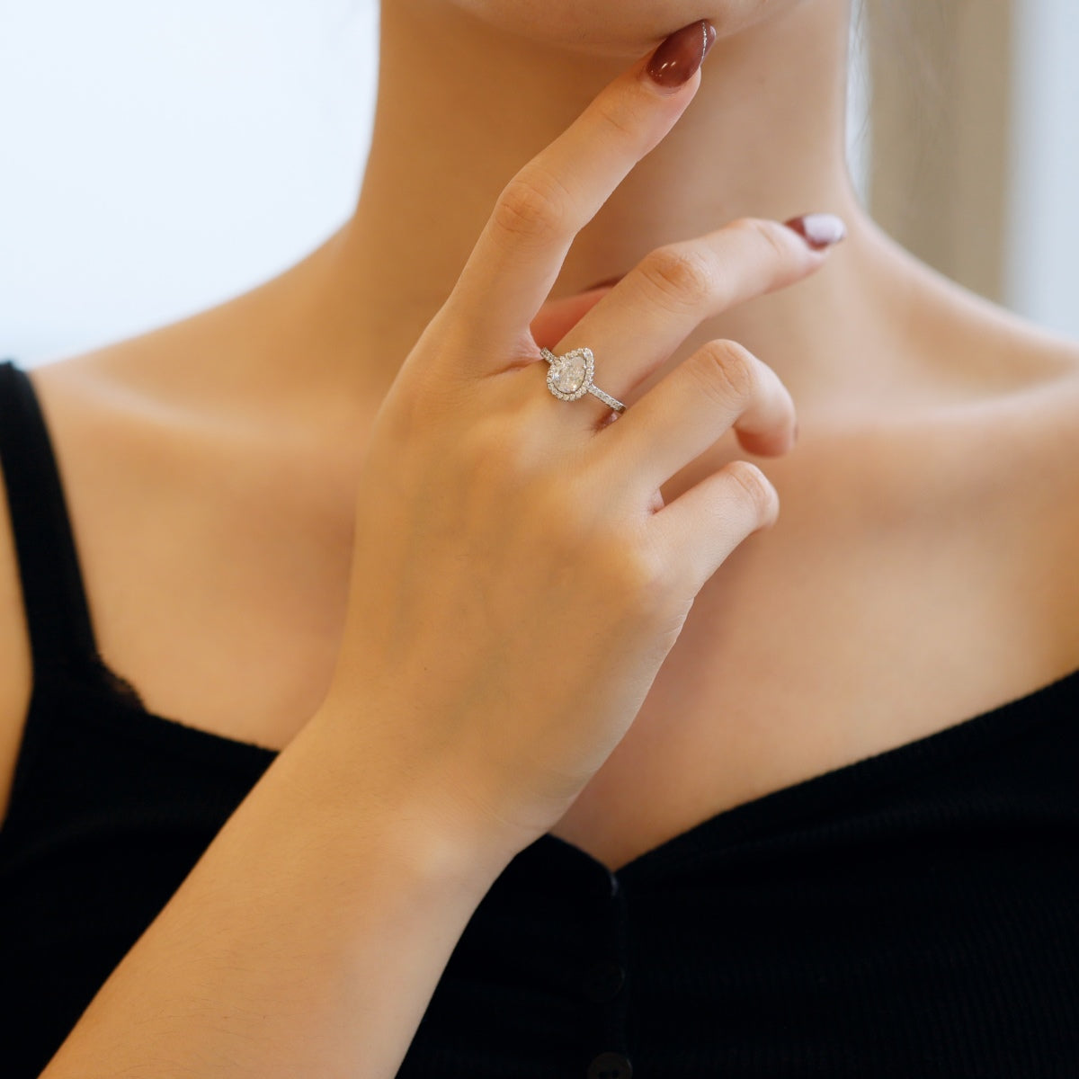 [Luxe Jewelry]1.0 Carat Luxurious Resplendent Water Drop Shape Wedding Ring