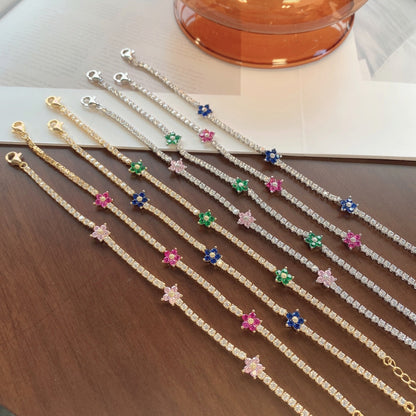 [Luxe Jewelry]Sparkling Flower Shape Tennis Bracelet