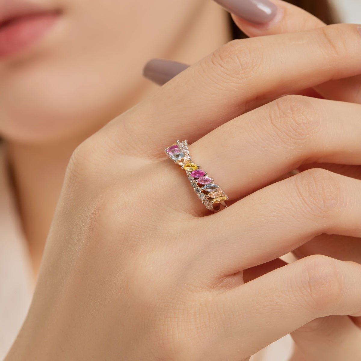 [Luxe Jewelry]Unique Colorful Marquise Cut Daily Ring