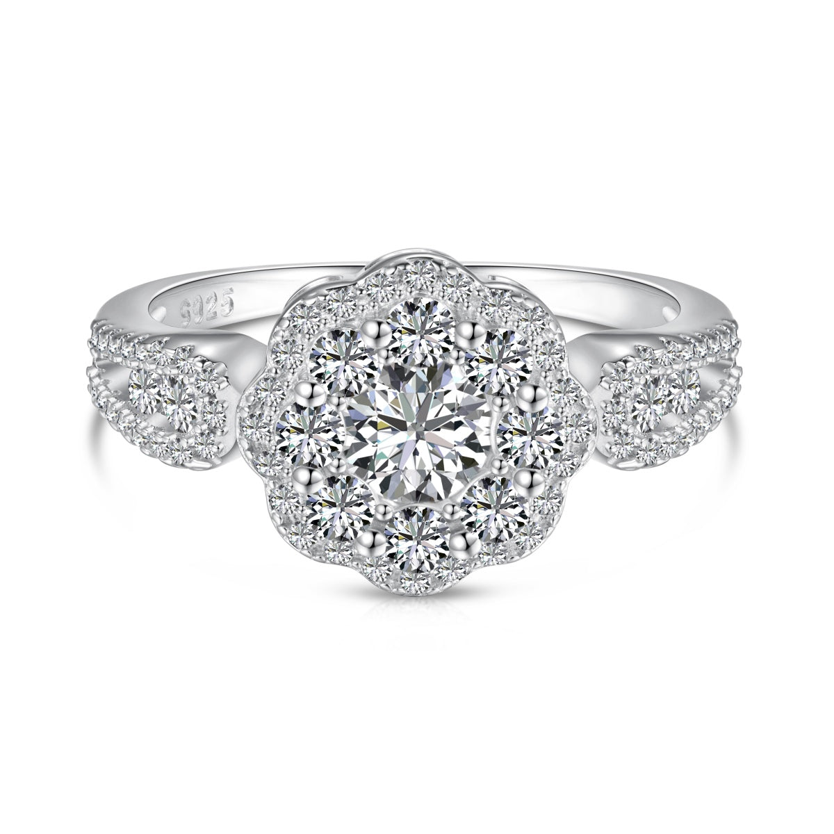 [Luxe Jewelry]Delicate Colorful Round Cut Flower Shape Wedding Ring