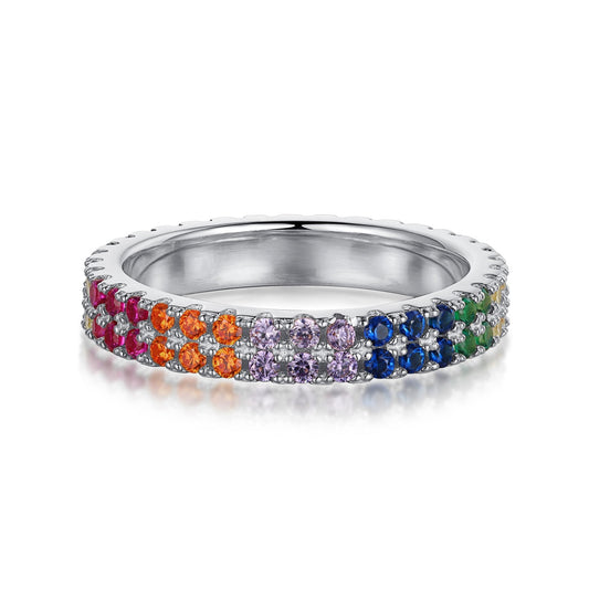 [Luxe Jewelry]Unique Colorful Round Cut Tennis Ring