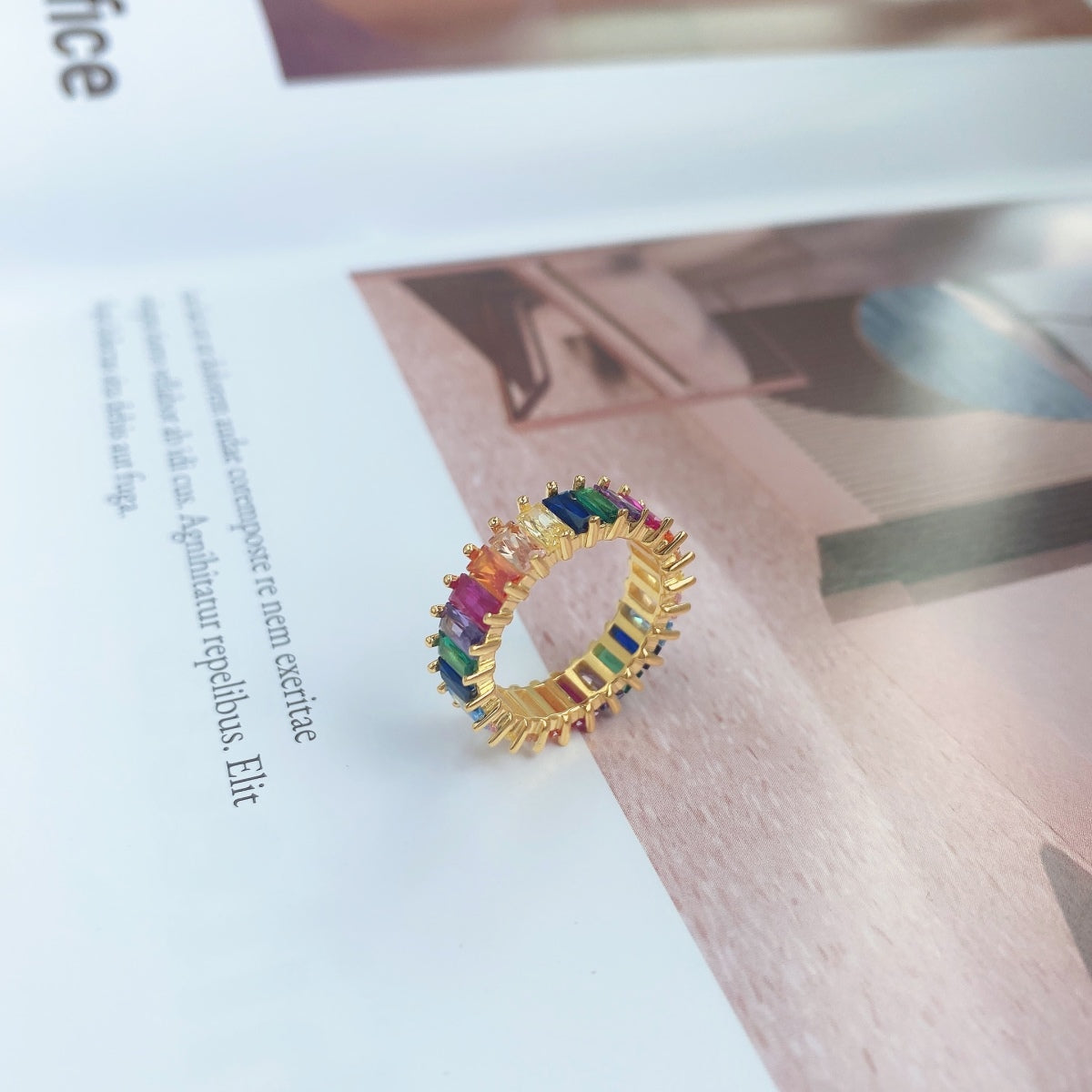 [Luxe Jewelry]Unique Colorful Radiant Cut RIng